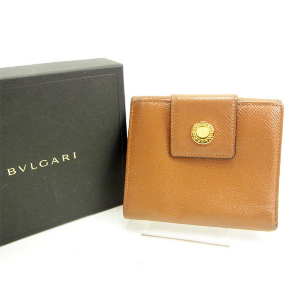 Bvlgari Wallet Purse Folding Wallet Brown Woman Authentic Used